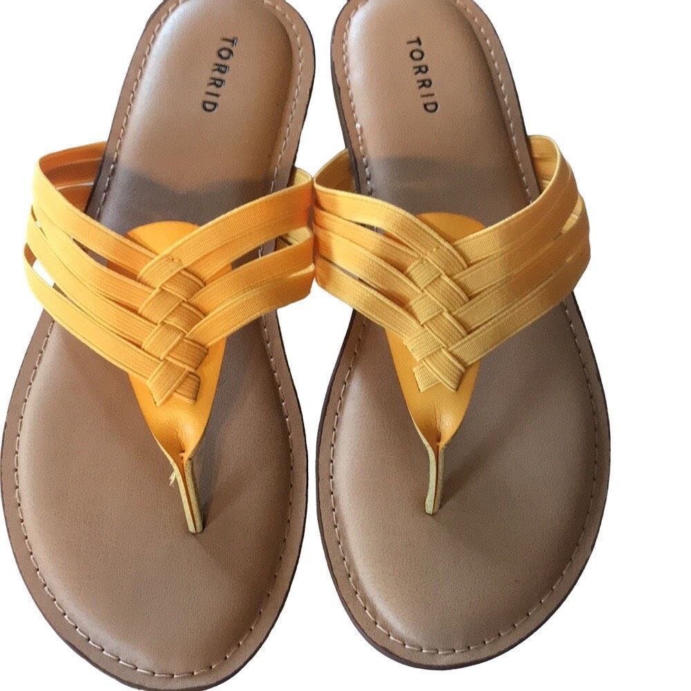 Torrid yellow flat sandals size 10.5 WW